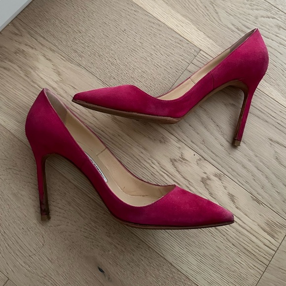 Manolo Blahnik BB 100mm Fuschia Hot Pink Pumps sz 35.5 - Picture 3 of 5